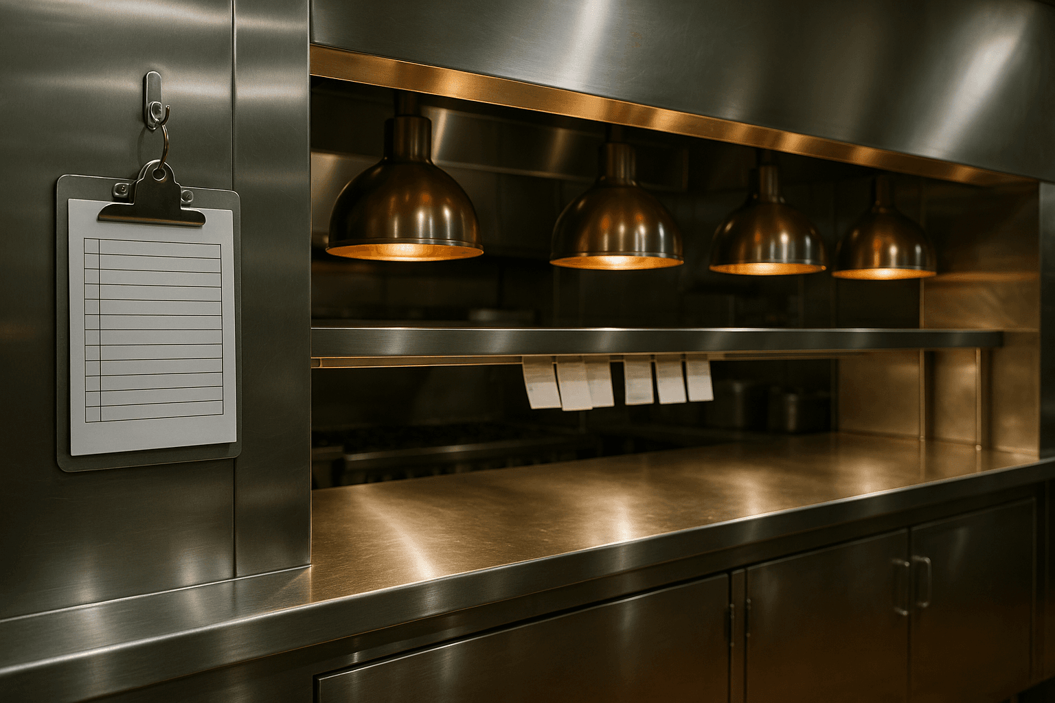 Health inspector reviewing compliance documents at a restaurant