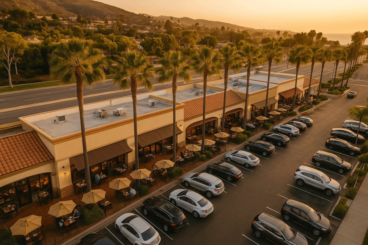 Used cooking oil collection truck on a coastal Orange County route serving local restaurants